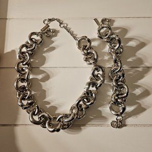 Lord and Taylor bold silver necklace and bracelet